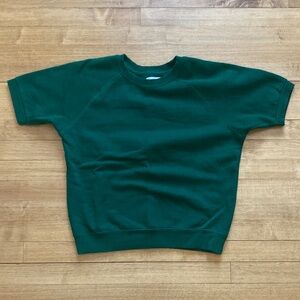Urban Outfitters Deep Emerald Green Short Sleeve Sweatshirt